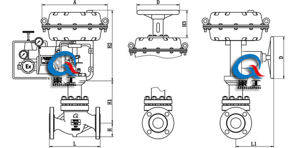 氣動(dòng)薄膜單座調節閥（外形尺寸圖）