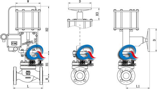 氣動(dòng)活塞式調節閥 (外形尺寸圖)