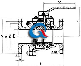 手動(dòng)襯氟球閥 (襯四氟球閥) 結構尺寸圖